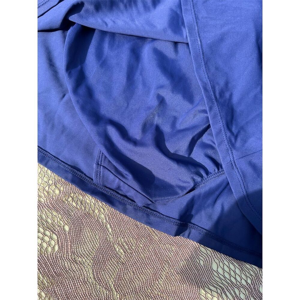 Swim Skirt M Blue Solid with Built-in Briefs - Picture 7 of 8
